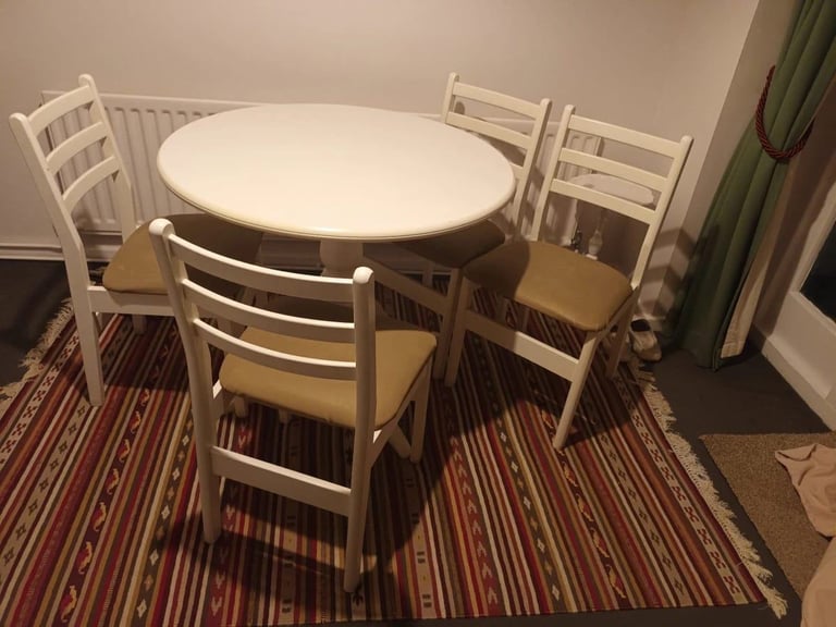 image for Round Dining Table and 4 Solid Chairs