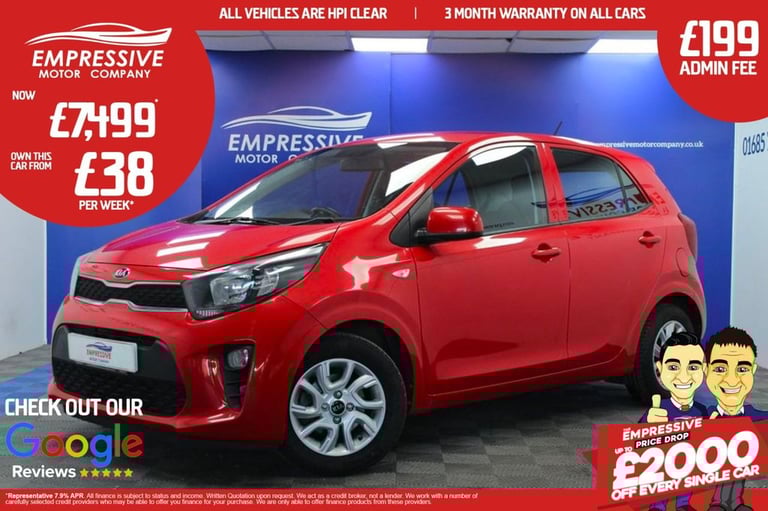 2018 68 KIA PICANTO 1.0 2 HATCHBACK 5DR PETROL MANUAL EURO 6 (66 BHP)