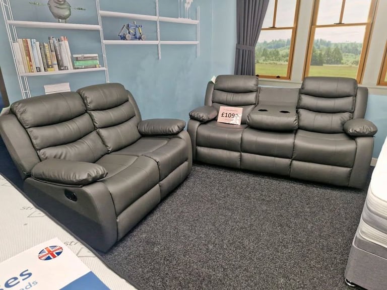 image for Grand Offer ]] 3+2 Seater Leather Recliner Sofa Set - Affordable Price Order Now]]