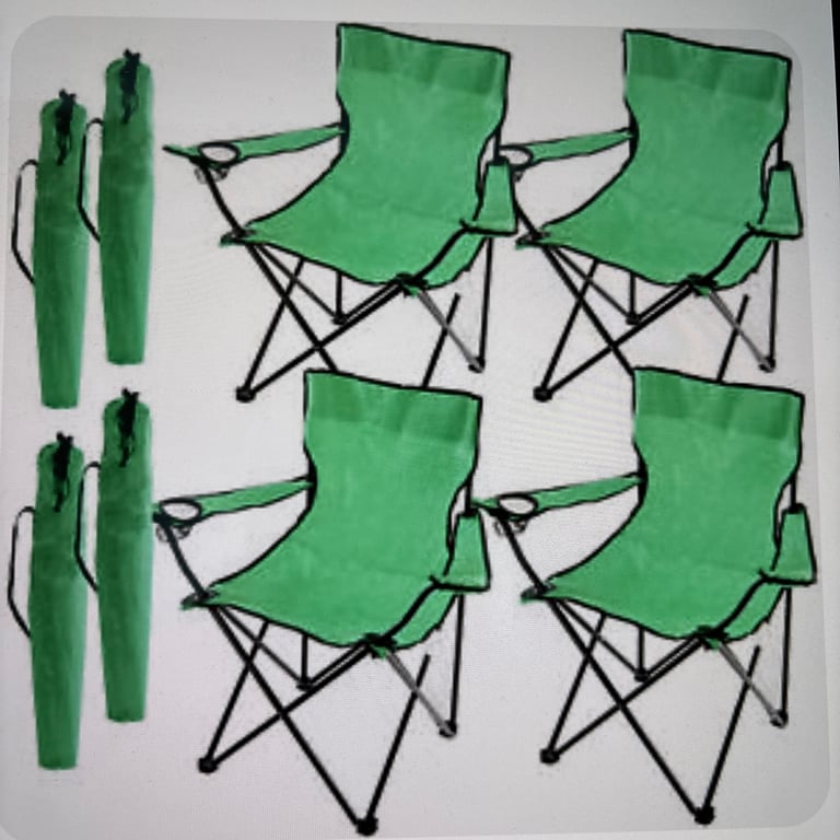 Green camping chairs