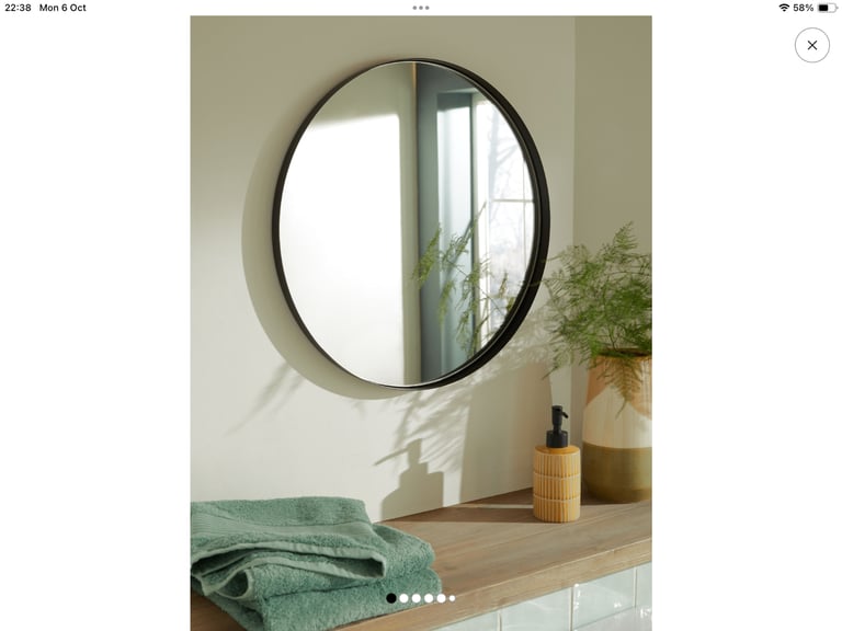 image for Large black rimmed circular mirror 80cms