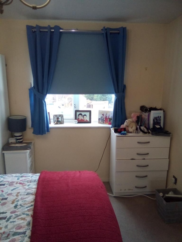 image for Pair of Royal Blue Curtains: Comes with Matching Tie Backs- Cash Only