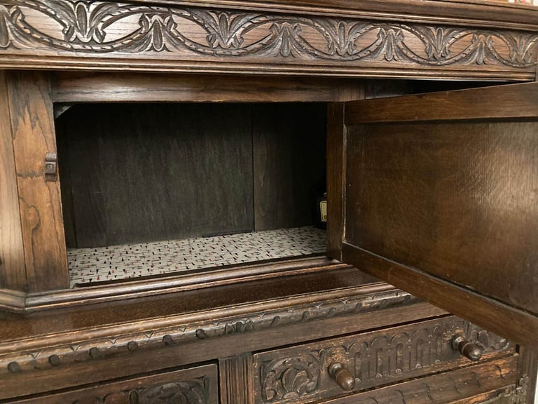 early 20th century gothic-style carved oak court cupboard