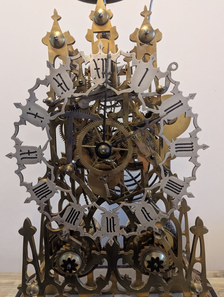 A Fine Large Victorian Twin Fusee Skeleton Clock c1870