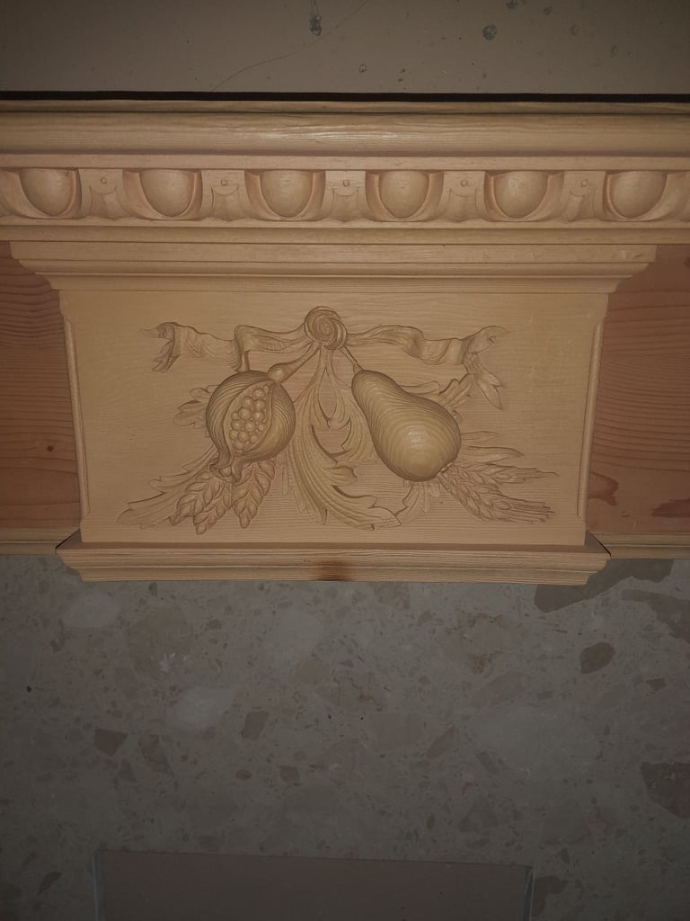 Fireplace surround marble wood resin hand carved 125cm x 130cm x 40.6cm