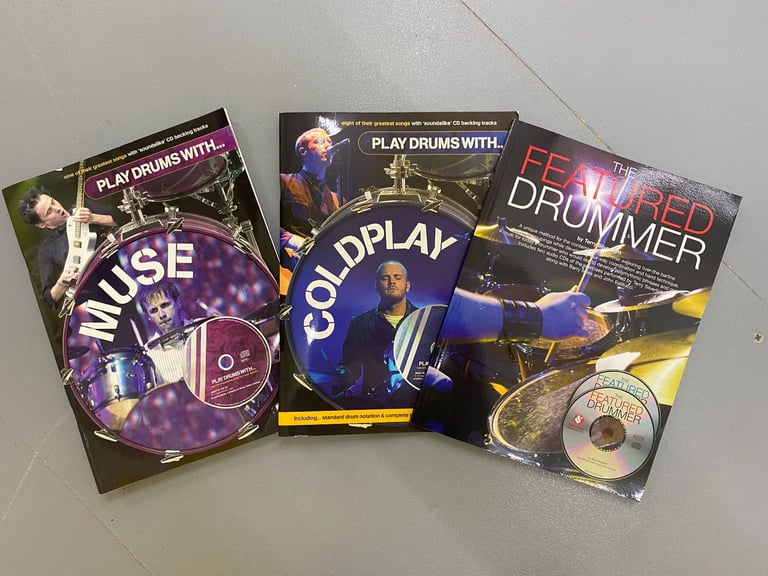 image for Drum notation/tutorial books: The Featured Drummer, Xtreme Drums, Drumstick Spinology & more