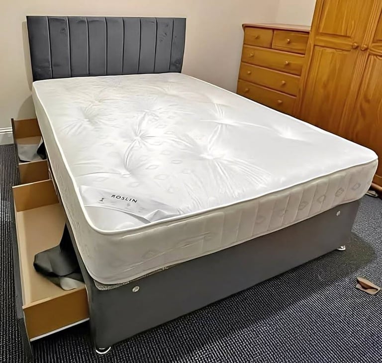 image for Luxury DIVAN 5FT King Size Divan Bed Base ¬¬ With Mattress & Storage == 20% Off ~~