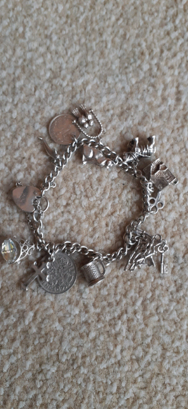 Vintage Silver Charm Bracelet 925