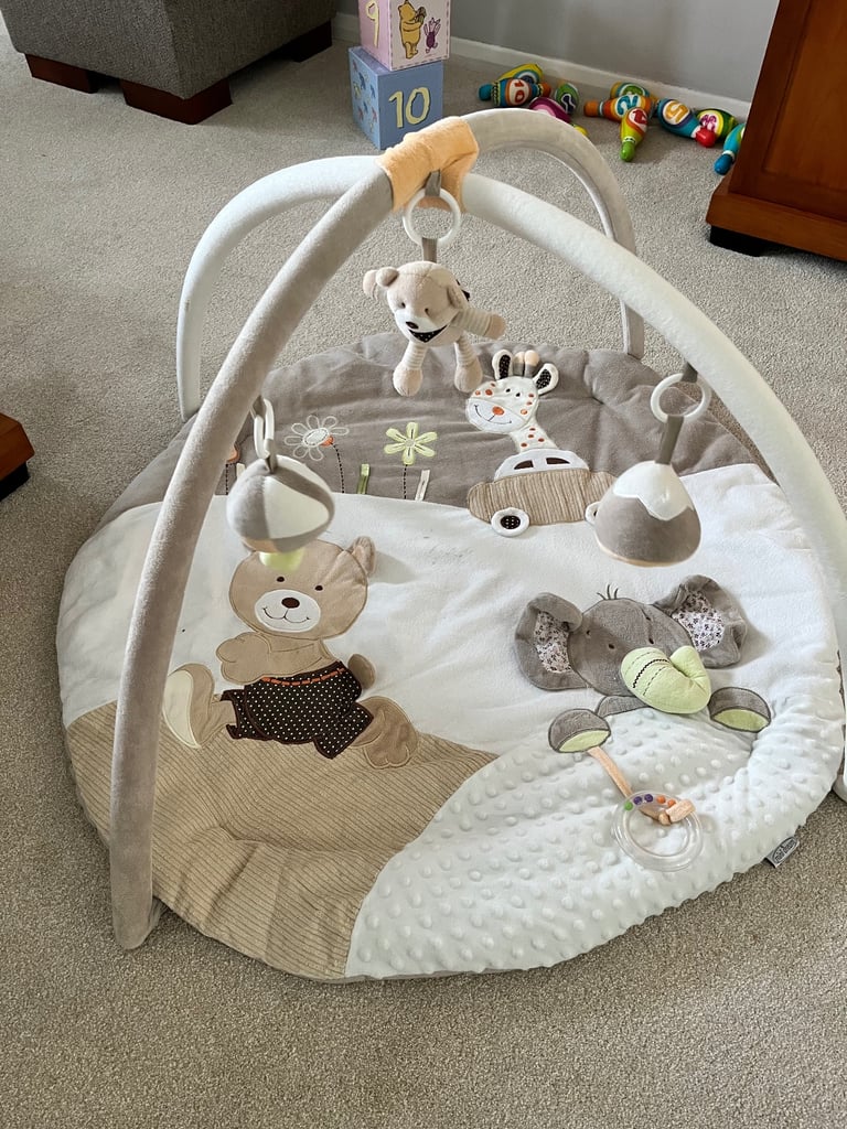 image for Mini Dream Soft Plush Round Unisex Musical Baby Activity Arch Play Mat 