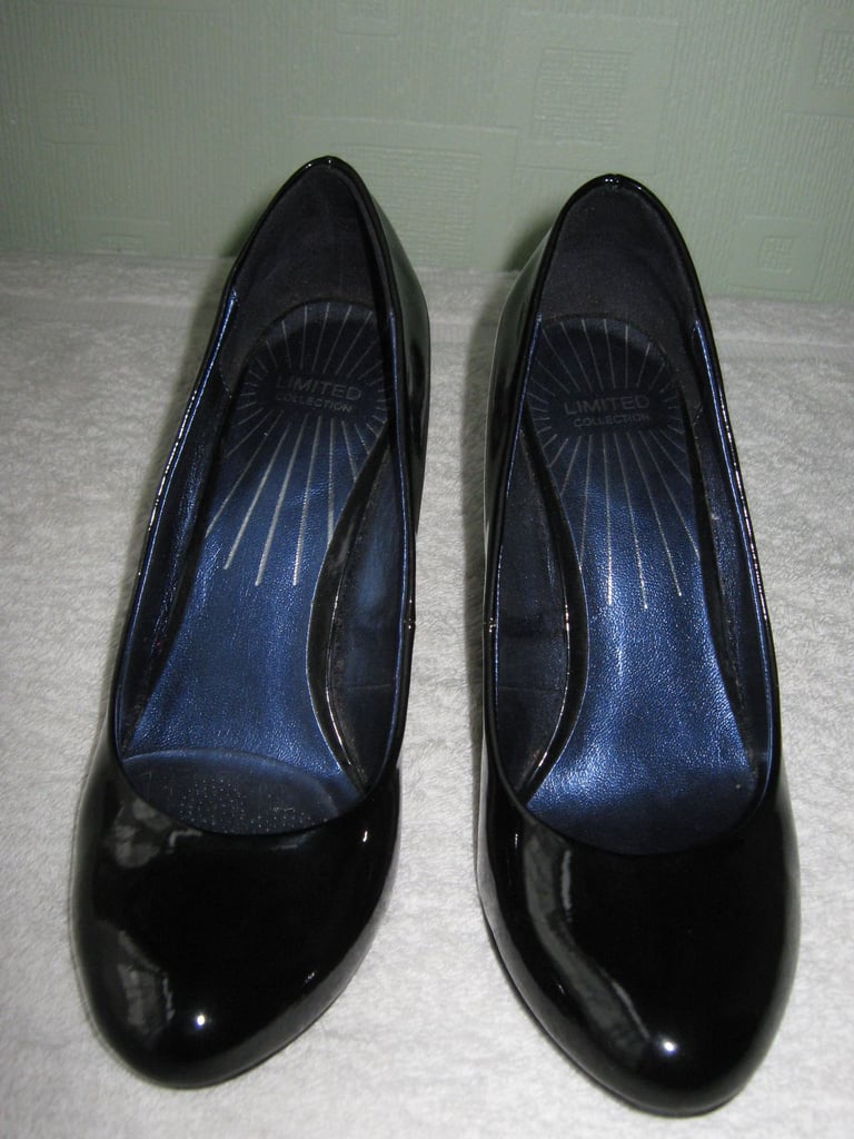 image for Black patent shoes  size 4 M&S