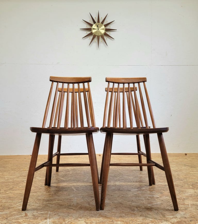 Set 4 x Retro 70s IKEA Tellus Teak Finish Dining Chairs - Mid Century G-Plan Era