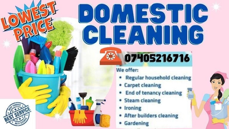 Domestic Cleaning/End of Tenancy Cleaning/ Carpet Cleaning/ Ironing/Gardening
