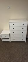 Chest of drawers and bedside cabinet