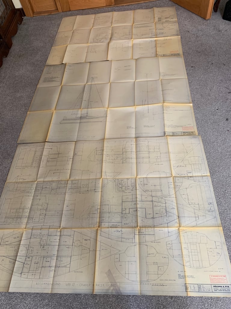 Holman & Pye Yacht Designers Plan 152-UFO 27 Cruiser & Racer Vintage Boat Blueprints 