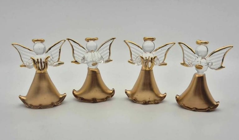 image for 4 x glass Christmas angel decorations