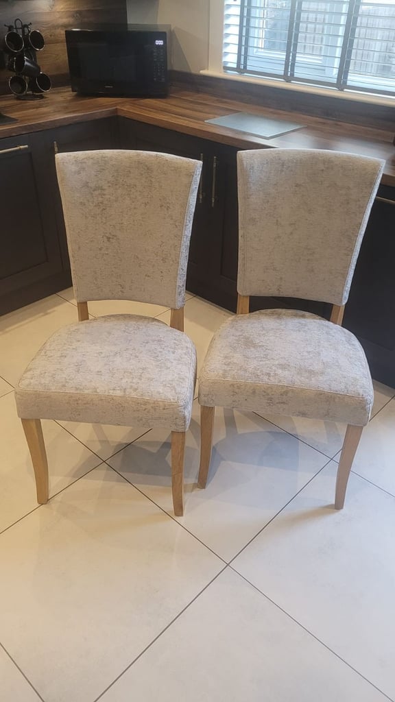 image for Oak Grey Fabric Dining Chairs