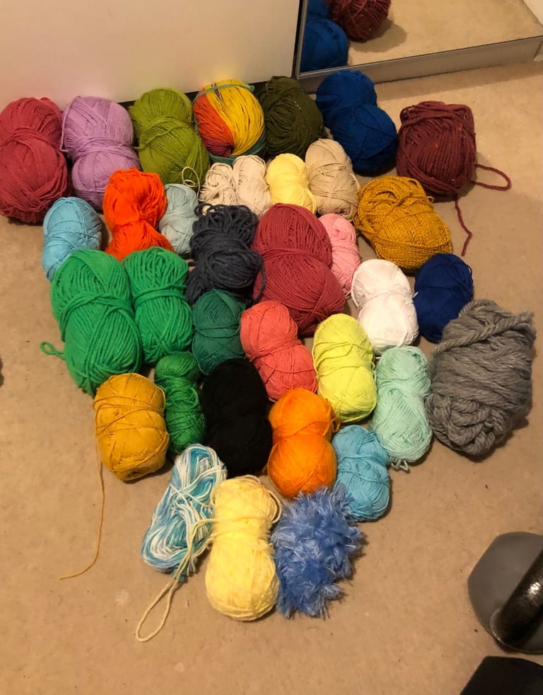 Over 30 Mixed New and Used Crochet Yarns