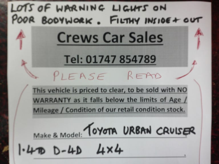 2012 Toyota Urbancruiser 1.4 D-4D 5dr 4WD HATCHBACK Diesel Manual