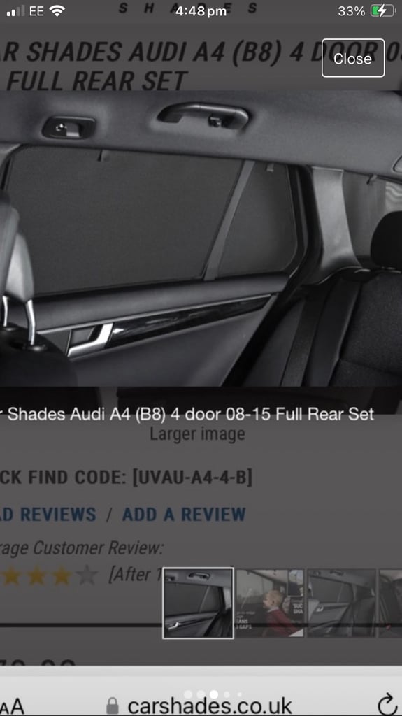 Car Shades Audi A4 (B8) 4 door 08-15 Full Rear Set