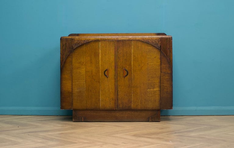 vintage art deco 1940s oak sideboard