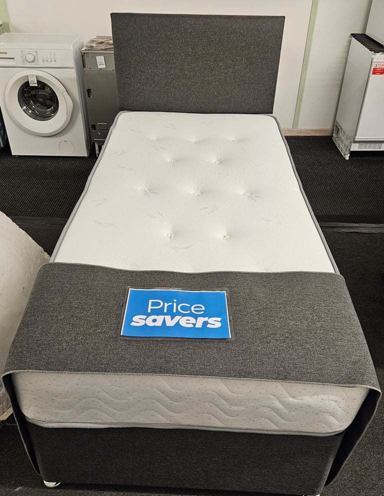 Single Divan Base & Headboard With Mattress (Brand New)
