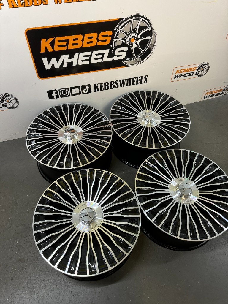 20" 2025 MERCEDES MAYBACH STYLE ALLOY WHEELS BLACK MACHINED C CLASS E CLASS S CLASS