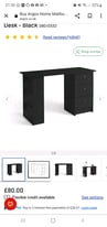 Argos Home Malibu 3 Drawer Office Desk - Black
