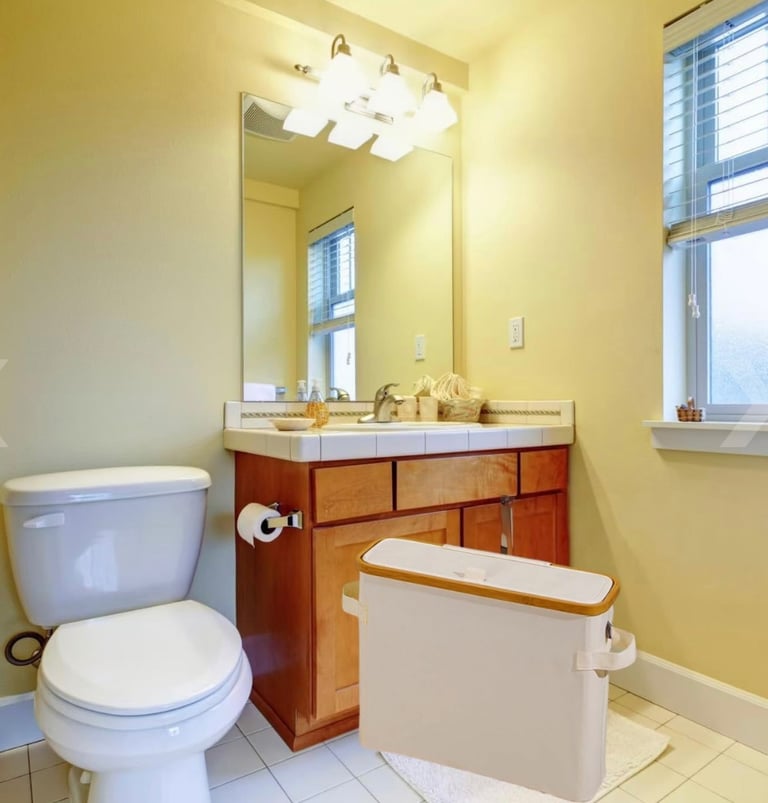 Bamboo Toilet Roll Storage Basket with Lid - Beige