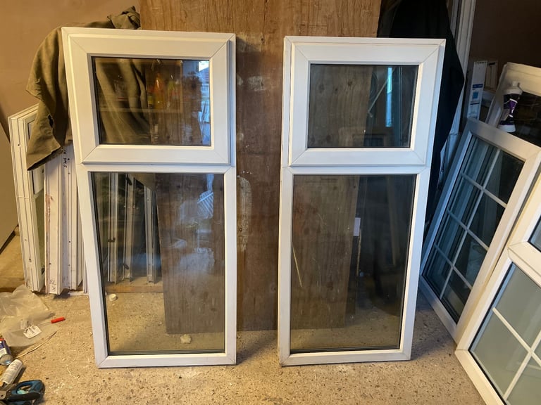 H 142.5 x W 62 cm - MATCHING PAIR UPVC DOUBLE GLAZED WINDOWS - £60 EACH (REF: SJ461 PAIR)