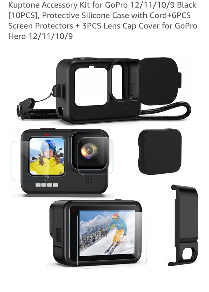 image for gopro 9/10/11/12 tempered film + silicone case