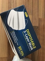 3ply disposable face mask packed in 50s £1 (Min. 10pks)