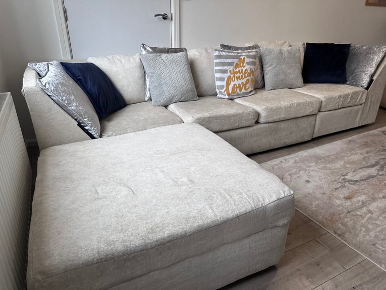 image for L Shape Corner Sofa Cream Adjustable Delivery Available 