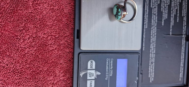 Silver and turquoise crossover ring