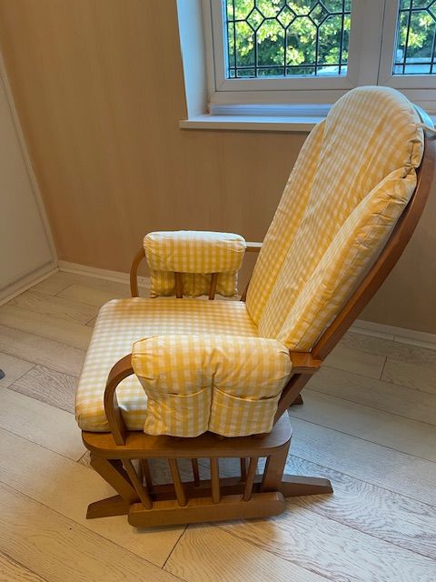 Yellow and White Gingham  Dutailier Nursing Gliding Chair