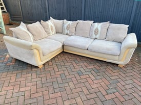 DFS beige jumbo cord large corner sofa 