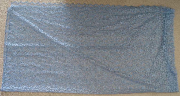 image for Pair of lace net curtains, in mid blue or French blue