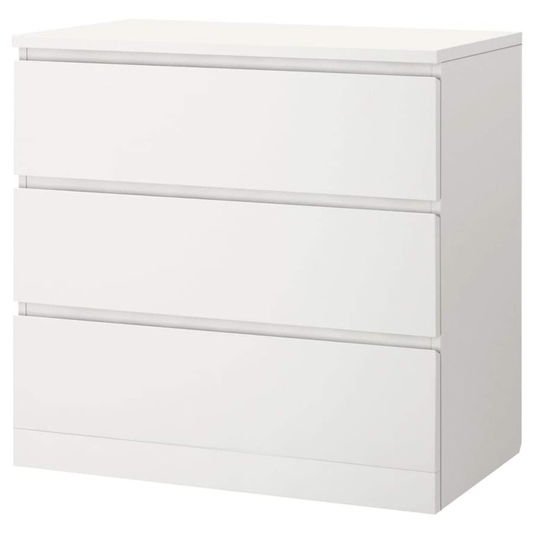 image for IKEA MALM 2 x Chest of 3 drawers, white, 40x78 and 80x78cms