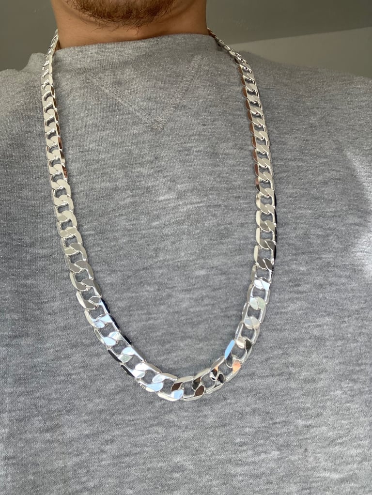 image for 925 Silver Curb Chain – Men’s Heavyweight Necklace