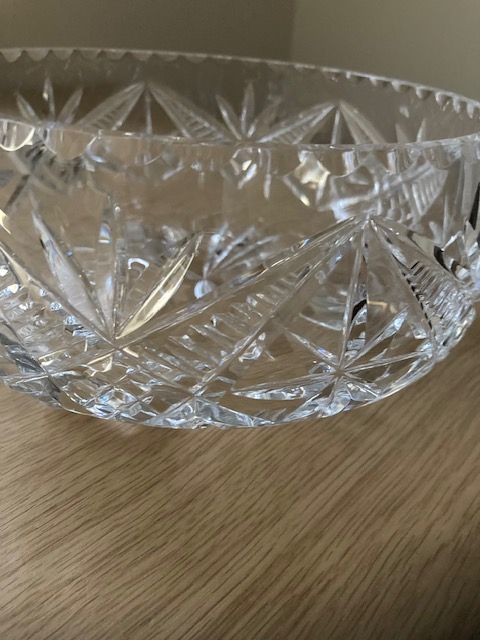Vintage Large Heavy Crystal Footed Fruit Bowl