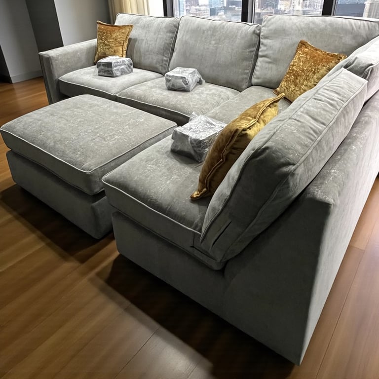 Brand new “willow” corner sofa and footstool CAN DELIVER 