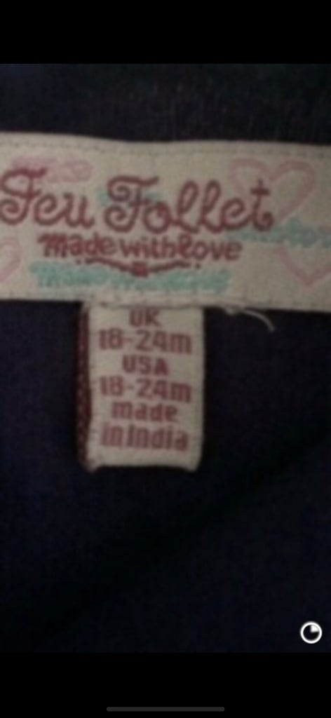 Baby girl dress new! Bought designer outlet, Feu Follet 18-24 mths exc