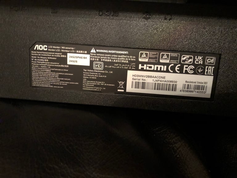 Aoc 24g2spae/bk gaming monitor spares or repairs 