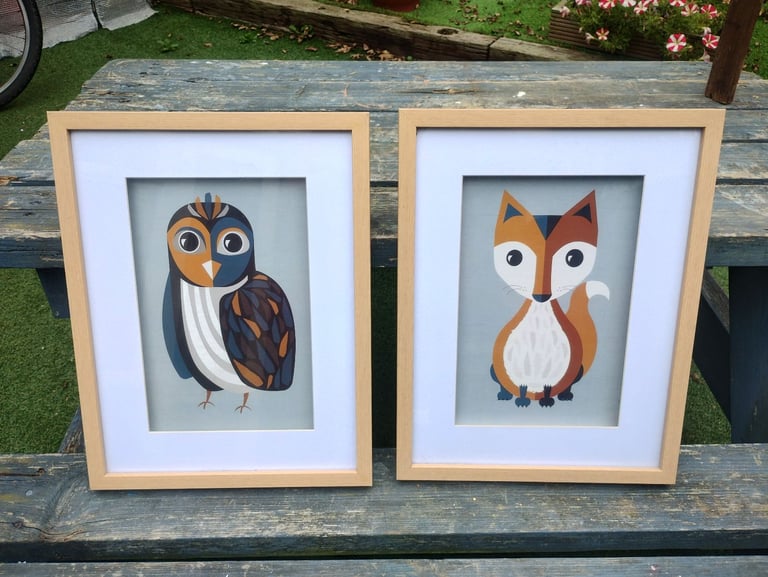 image for Dunelm Scandi Abstract Pictures - Owl & Fox