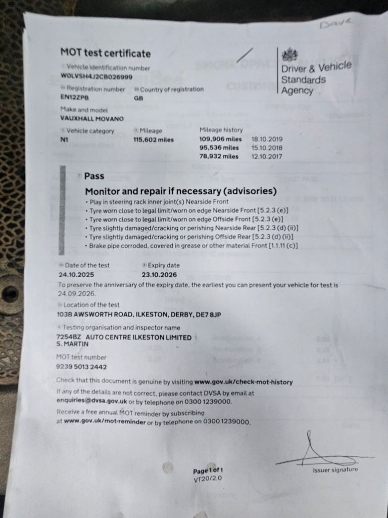 Vauxhall, MOVANO, Other, 2012, Manual, 2298 (cc)