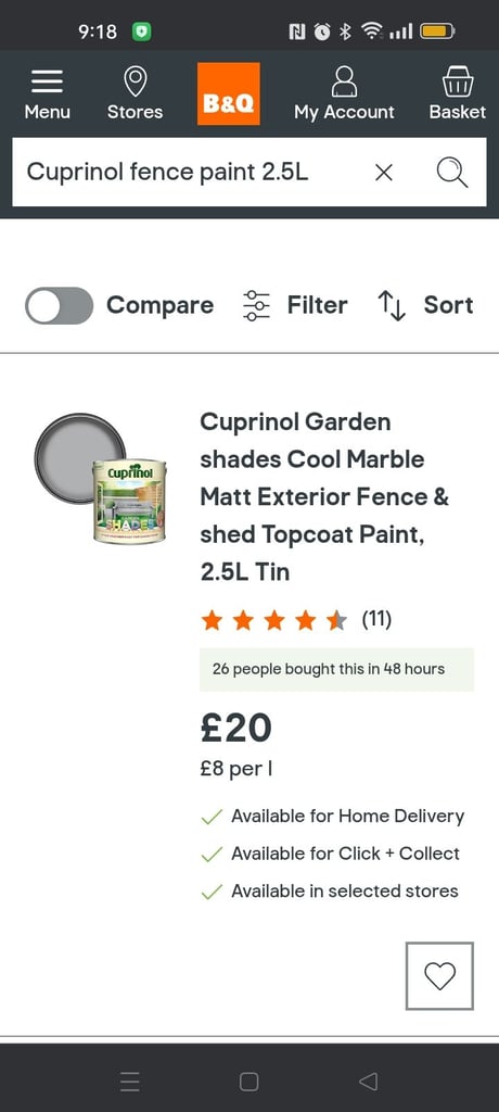 Cuprinol fence paint 4 x 2.5litre tins