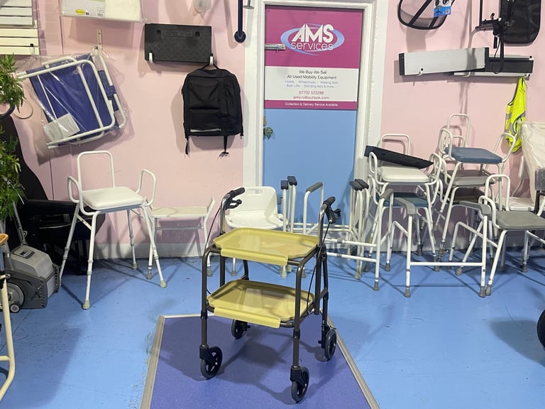 image for Two Tier Trolley Helper Trolley with Brakes on Push Handles