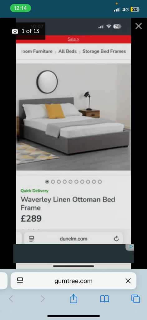 King size bed with storage and mattress for sale 