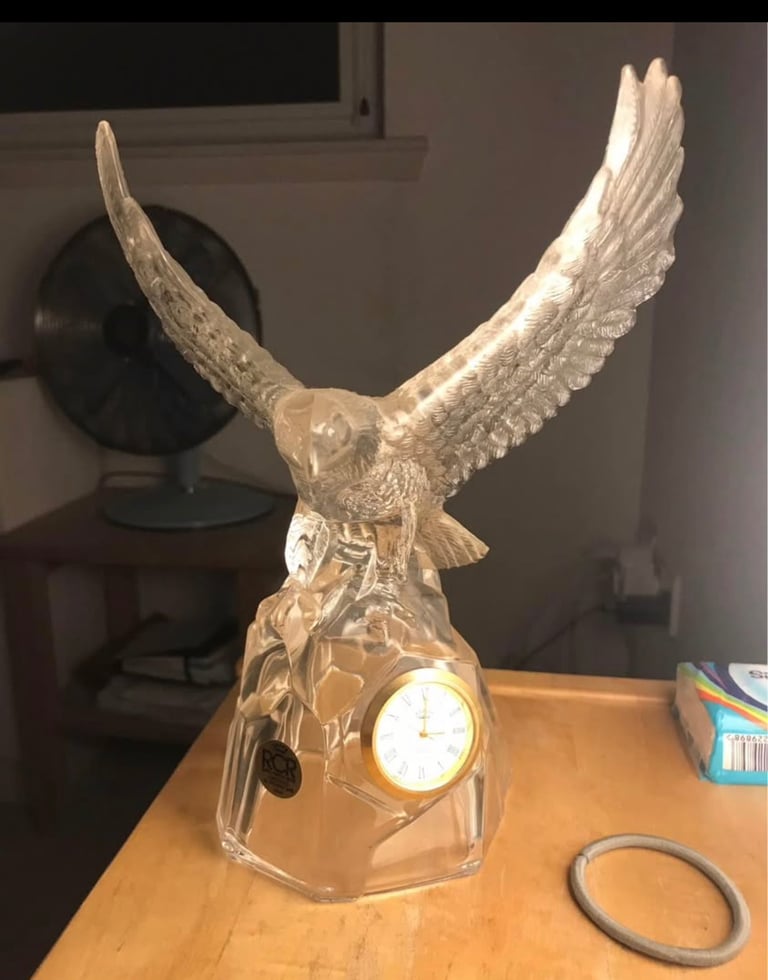 image for Large Italian Rare Rock Crystal Eagle Clock.Immaculate Cond. Sell £35