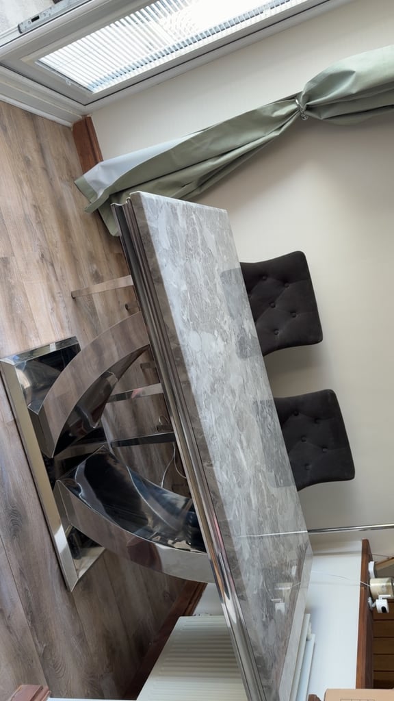 Marble table & 4 knocker back chairs 