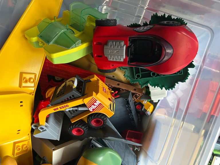 Huge collection of Playmobil. Barge. Caravan trucks crane boats tractors 